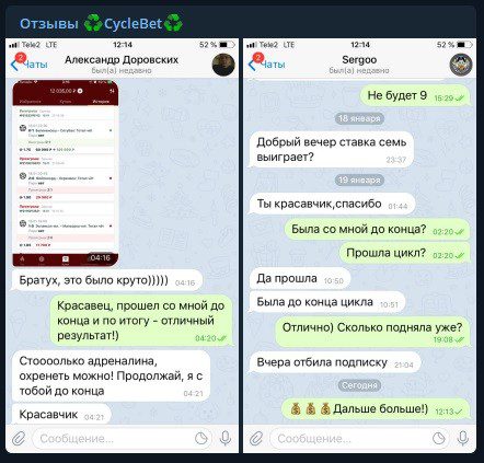 Переписка с автором канала Cycle Bet