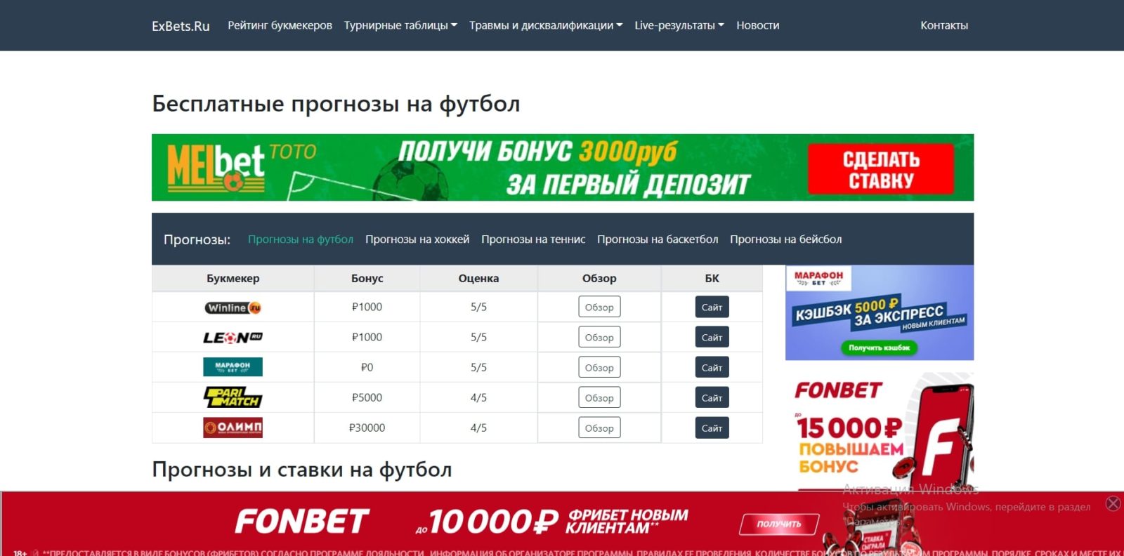 Exbets.ru – бесплатные прогнозы на футбол