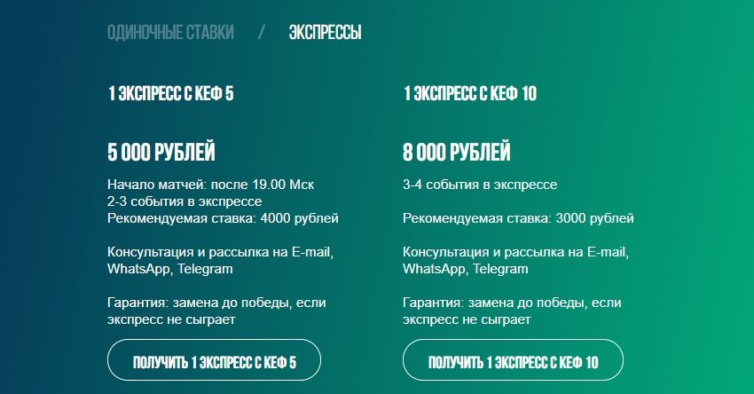 Стоимость услуг MybetExpert