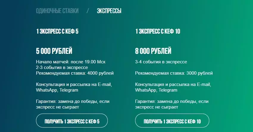 Стоимость услуг MybetExpert