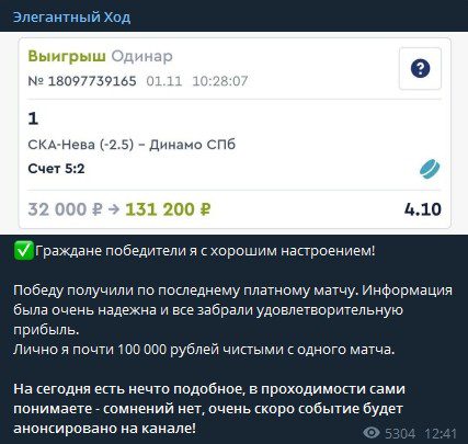 Ординар в Телеграмм Элегантный Ход