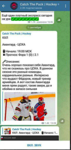 Catch The Puck - прогнозы на спорт в Телеграмм