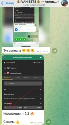 Статистика по ставкам от Телеграмм каппера Ivan Bets