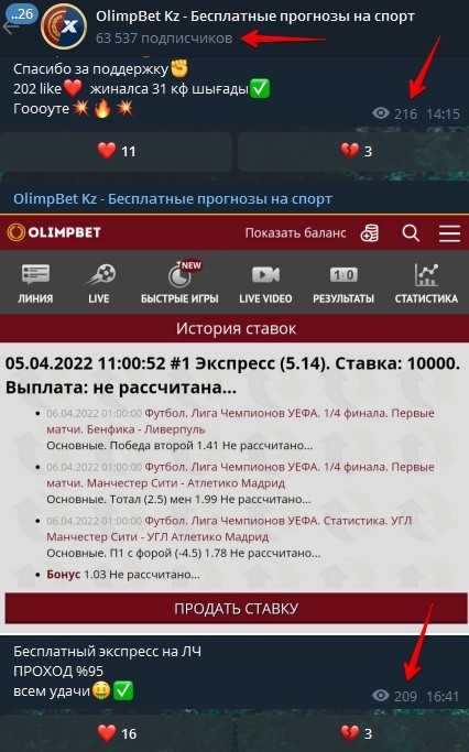 OlimpBet — Бесплатные прогнозы в Телеграмм