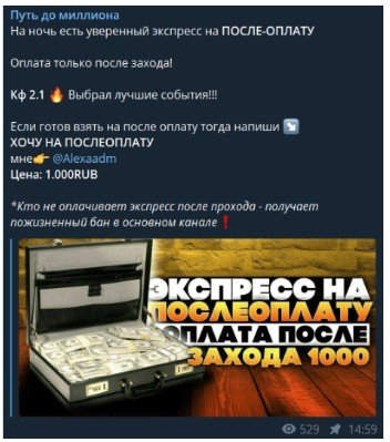 Платные услуги на канале «Путь до миллиона»