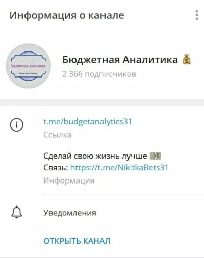 Бюджетная Аналитика телеграмм