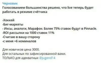 Черновик в телеграмм