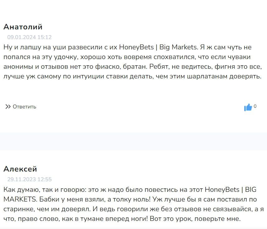 Honey Bets | BIG MARKETS отзывы