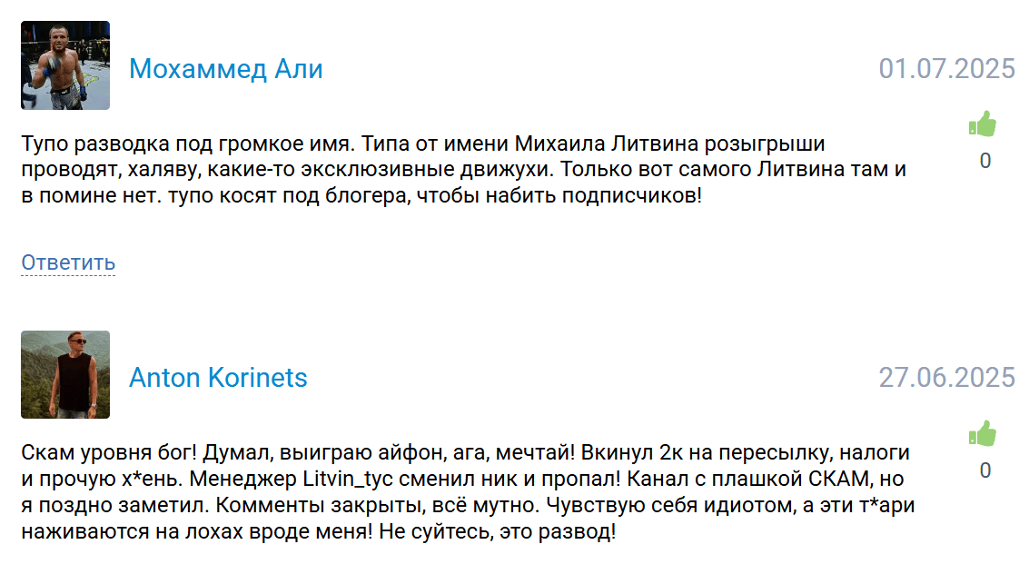 Телеграм канал Литвин Не