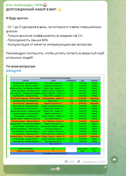 Телеграмм канал Блог Александра МЛБ