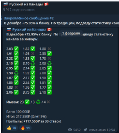 Статистика ставок декабря